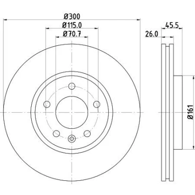 Billede af HELLA PRO 8DD 355 116 591 Bremseskiver 300 26 05/06 115 indvendigt ventileret coatet uden hjulbolte, hjulnav OPEL: Astra J Sports Tourer