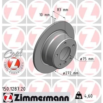 Billede af ZIMMERMANN COAT Z 150.1287.20 Bremseskiver 272 10 6/5 5 120 fuldstændigt coatet højkarboniseret BMW: Z3 Roadster