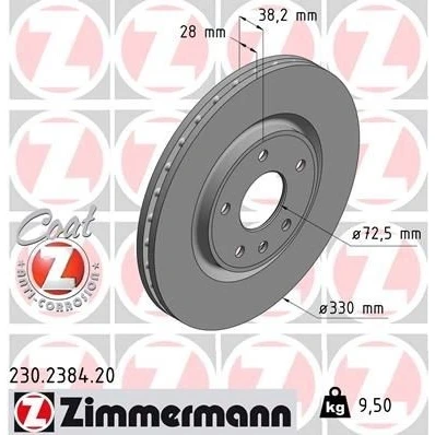 Billede af ZIMMERMANN COAT Z 230.2384.20 Bremseskiver 330 28 6/5 5 127 indvendigt ventileret coatet højkarboniseret