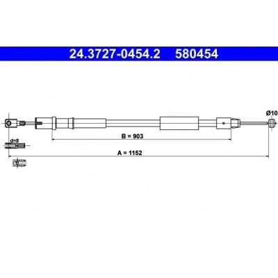 Billede af ATE 24.3727 0454.2 Håndbremsekabel 1152 MERCEDES BENZ: Vito Bus