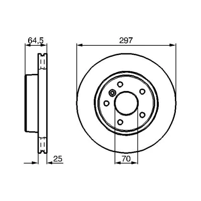 Billede af BOSCH 0 986 478 483 Bremseskiver 297 25 5 120 ventileret, indvendigt ventileret olieret LAND ROVER: Range Rover 2
