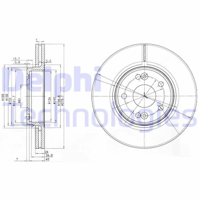 Billede af DELPHI BG3733 Bremseskiver 280 24 5 ventileret olieret ubehandlet uden hjullejer, ABS sensorring RENAULT: LAGUNA 2