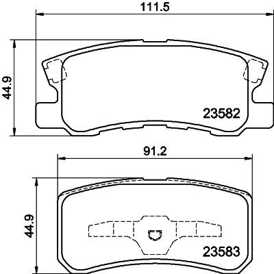 Billede af HELLA 8DB 355 009 691 Bremseklodser med akustisk advarsel for slid tilbehør MITSUBISHI: ASX SUV, Lancer 8 Limousine, Grandis, DODGE: Caliber