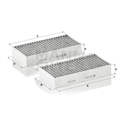 Billede af MANN FILTER CUK 26 028 2 Kabinefilter Aktivkulfilter 254 155 40 MERCEDES BENZ: GLE SUV, ML klasse, GL