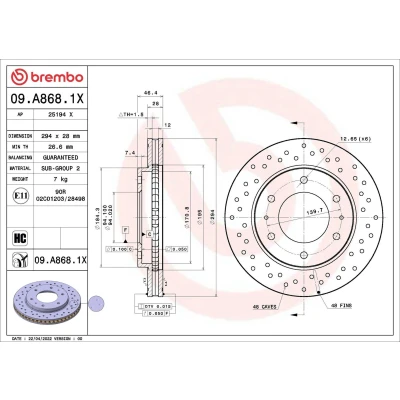Billede af Bremseskive BREMBO 09.A868.1X