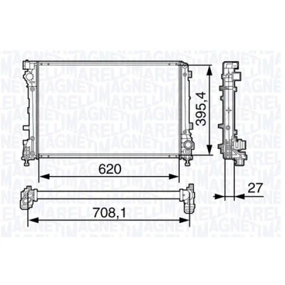 Billede af MAGNETI MARELLI 350213131700 Radiator 620 396 26 Mekanisk fuget køleripper
