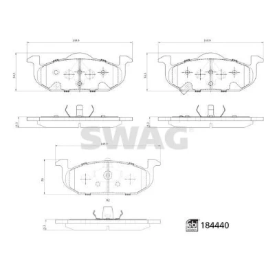 Billede af SWAG 33 10 9374 Bremseklodser foraksel med akustisk advarsel for slid
