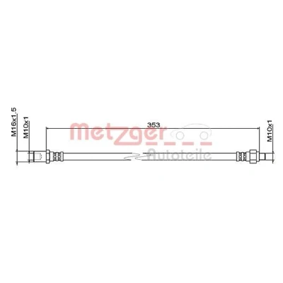 Billede af METZGER 4111495 Bremseslange Bagaksel venstre, højre, på indersiden 353 M10x1