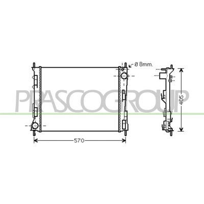Billede af PRASCO RN025R010 Radiator Aluminium 496mm 415mm 18mm Mekanisk fuget køleripper RENAULT: TWINGO 2