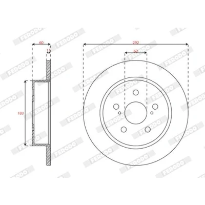 Billede af FERODO DDF3112C Bremseskiver 292 11 5 14.6 ventileret coatet uden skruer TOYOTA: C HR