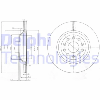 Billede af DELPHI BG3975 Bremseskiver 310 22 5 ventileret olieret ubehandlet uden hjullejer, ABS sensorring VOLKSWAGEN: Golf 7, 6, 4