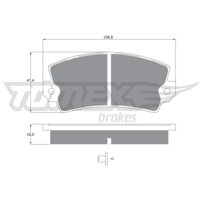 Billede af TOMEX brakes TX 10 434 Bremseklodser foraksel med indbygget slid advarselskontakt FIAT: Uno Hatchback, Panda I Hatchback