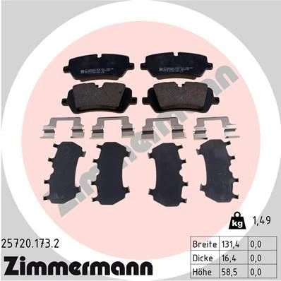 Billede af ZIMMERMANN 25720.173.2 Bremseklodser Forberedt til slidindikator Billede svarer leveringsomfang, med fjeder LAND ROVER: Range Rover Sport