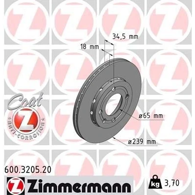 Billede af Bremseskive ZIMMERMANN 600.3205.20