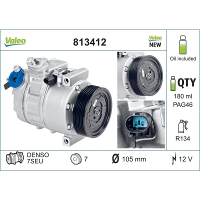 Billede af VALEO 813412 Kompressor 7SEU 12 PAG 46 R 134a med kompressorolie NEW ORIGINAL PART BMW: 3 Touring, Sedan, Coupe