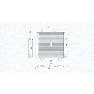 Billede af MAGNETI MARELLI 350203794000 Kondensator med tørrer 368x355x16 355 368 16 CITROËN: C1 I, II, TOYOTA: Aygo