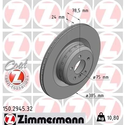 Billede af ZIMMERMANN FORMULA F COAT Z 150.2945.32 Bremseskiver 385 24 6/5 5 120 indvendigt ventileret, todelt bremseskive coatet højkarboniseret BMW: X5, X6