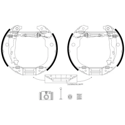 Billede af TEXTAR 84067202 Bremsebakker 228 42 med hjulbremsecylinder, indstillingsenhed CITROËN: C3 II, PEUGEOT: 207 Hatchback