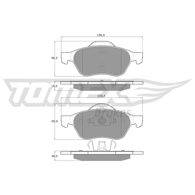 Billede af TOMEX brakes TX 14 71 Bremseklodser foraksel RENAULT: CLIO 3, MEGANE 2 Kombi, Coupe Cabriolet