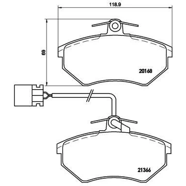 Billede af BREMBO P 85 034 Bremseklodser Inkl. slidadvarselskontakt med bremsecaliperskruer uden tilbehør VOLKSWAGEN: GOLF 3, Vento