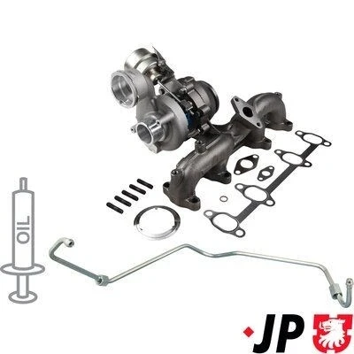 Billede af JP GROUP 1117800510 Turbolader inkl. pakningssæt, med olietilløbs slange VOLKSWAGEN: Golf 5, Touran I, Passat B6 Sedan
