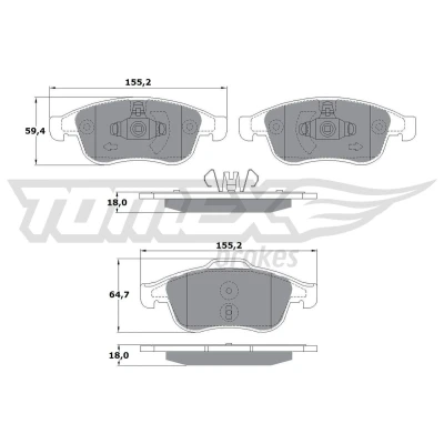 Billede af TOMEX brakes TX 16 41 Bremseklodser foraksel RENAULT: MEGANE 3 Grandtour, GRAND SCENIC 3, Captur, DACIA: Duster SUV, Lodgy, II, NISSAN: Juke II