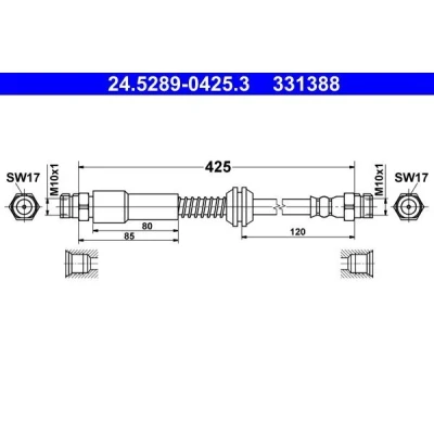 Billede af ATE 24.5289 0425.3 Bremseslange 425 VOLKSWAGEN: Caddy 3