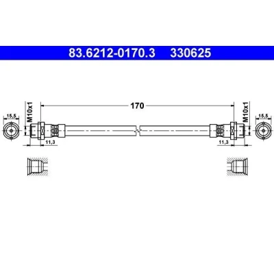 Billede af ATE 83.6212 0170.3 Bremseslange 170 AUDI: A6 C5 Sedan, Avant