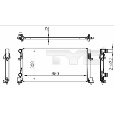 Billede af TYC 737 0073 Radiator 650 328 32 Loddet køleripper SKODA: Octavia 3 Combi, Schrägheck, Yeti, AUDI: A3 Sportback, Cabriolet