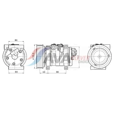 Billede af AVA COOLING SYSTEMS MZAK302 Kompressor H12 12V PAG 46 R134a med kompressorolie, magnetkobling, uden diode MAZDA: 3 Hatchback