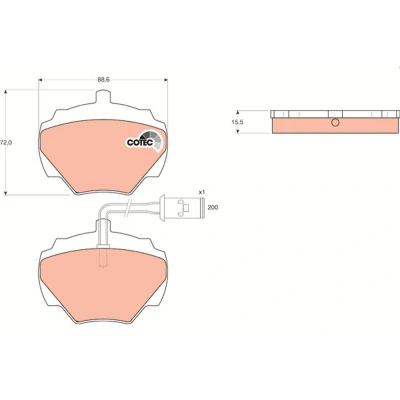 Billede af TRW COTEC GDB976 Bremseklodser Inkl. slidadvarselskontakt LAND ROVER: Defender SUV, Range Rover 1, SUV Cabriolet