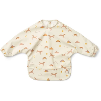 Billede af Liewood Merle Printed CAPE BIB Unisex Andre accessories til børn, Størrelse: One Size, Ecru