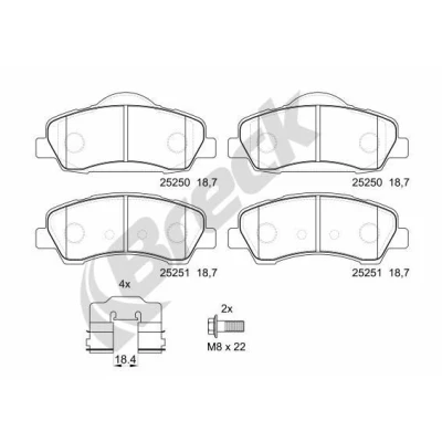 Billede af BRECK 25250 00 701 Bremseklodser med tilbehør PEUGEOT: 308 SW 2, II Hatchback, Van / CITROËN: C4 Cactus
