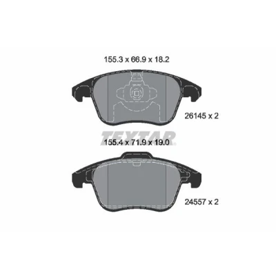 Billede af TEXTAR 2614501 Bremseklodser Ikke forberedt til slidindikator PEUGEOT: 208 II Hatchback, 2008 II, DS: DS 3 Crossback