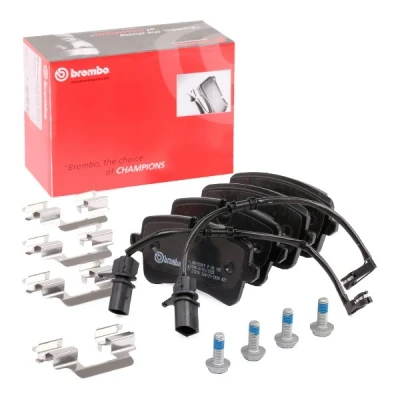 Billede af BREMBO P 85 120 Bremseklodser Inkl. slidadvarselskontakt med bremsecaliperskruer tilbehør AUDI: A4 B9 Avant, Sedan