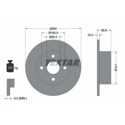 Billede af TEXTAR 92136000 Bremseskiver 240 10 04/06 100 fuldstændigt uden hjulbolte, hjulnav TOYOTA: Corolla VIII Liftback, Sedan