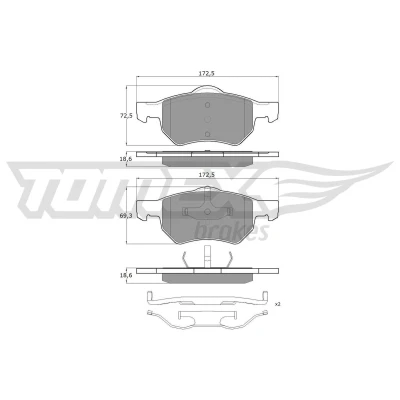 Billede af TOMEX brakes TX 15 30 Bremseklodser foraksel med tilbehør CHRYSLER: Voyager 4, / Grand 3