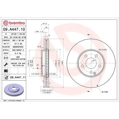 Billede af Bremseskive BREMBO 09.A447.11