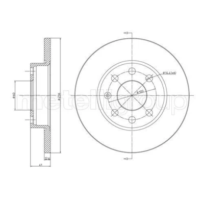 Billede af METELLI 23 0080 Bremseskiver 236,0 12,7 6 60,0 fuldstændigt OPEL: Vectra A Sedan, Kadett E CC, CC