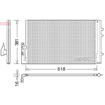 Billede af DENSO DCN05014 Kondensator med tørrer 618x381x16 R 134a 618 BMW: X3
