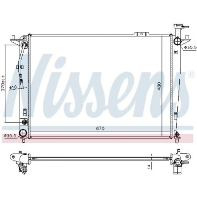 Billede af NISSENS 666208 Radiator Aluminium 670 480 14 Loddet køleripper