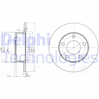 Billede af DELPHI BG3382 Bremseskiver 245 10 5 fuldstændigt olieret ubehandlet uden hjullejer, ABS sensorring AUDI: A6 C5 Avant, A8 D2, Sedan