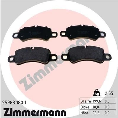 Billede af ZIMMERMANN 25983.180.1 Bremseklodser Forberedt til slidindikator Billede svarer leveringsomfang PORSCHE: 911 Cabriolet, Coupe