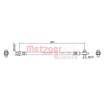 Billede af METZGER 4111829 Bremseslange Bagaksel venstre, højre 261 SKODA: Octavia 3 Combi, Schrägheck, VOLKSWAGEN: Golf 7 Variant,