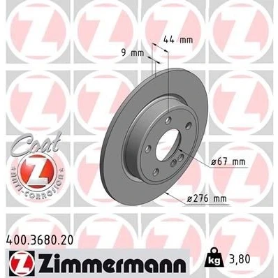 Billede af ZIMMERMANN COAT Z 400.3680.20 Bremseskiver 276 9 6/5 5 112 fuldstændigt coatet MERCEDES BENZ: A klasse, B CLA Coupe