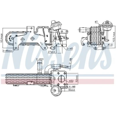 Billede af NISSENS 989420 EGR køler med undertryk bypass AUDI: A3 Sportback, SKODA: Octavia II Hatchback, 2 Combi, VOLKSWAGEN: Passat B6 Variant