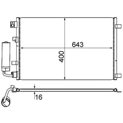 Billede af MAHLE ORIGINAL AC 604 001S Kondensator med tørrer 643 NISSAN: Qashqai / Qashqai+2 I