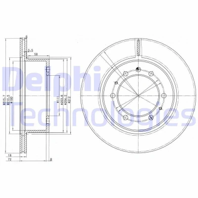 Billede af DELPHI BG3117 Bremseskiver 317 18 6 ventileret olieret ubehandlet uden hjullejer, ABS sensorring NISSAN: Patrol GR 5 SUV, 4 SUV