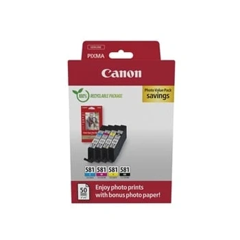 Billede af Multi pack! Canon CLI 581 BK C M Y blækpatron 22.4ml 2106C005 / 2106C006 original