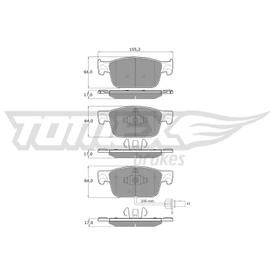 Billede af TOMEX brakes TX 18 21 Bremseklodser foraksel Inkl. slidadvarselskontakt AUDI: A4 B9 Avant, Sedan, A5 Sportback
